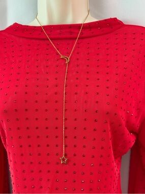 Gold Moon & Star Lariat Necklace - Elegant Gold Pendant Necklace